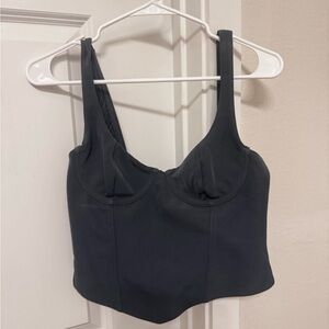 White Fox Boutique Black Lace-Up Crop Top